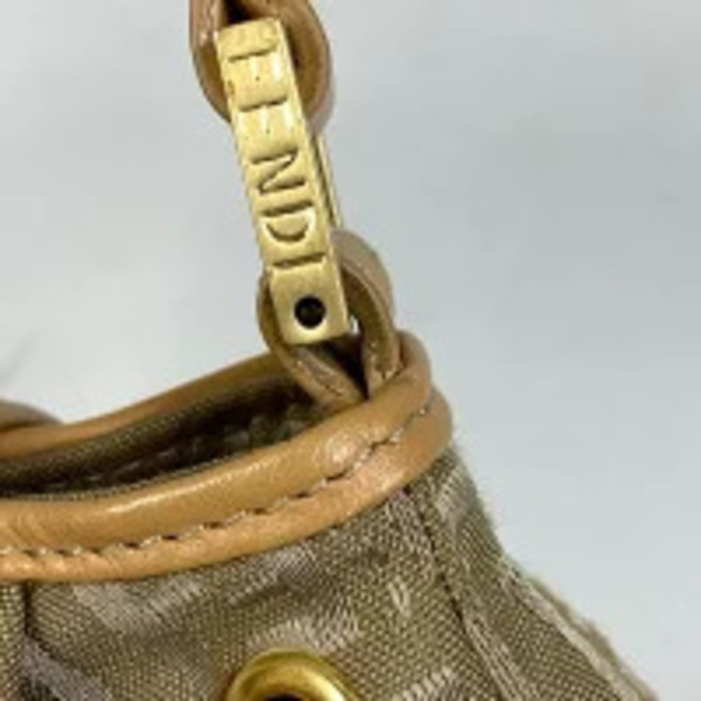 Fendi Shoulder Zucchino Beige Bag Canvas Handbag - Picture 5 of 7